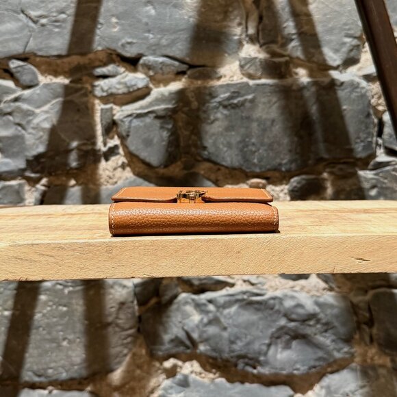 Burberry TB Compact Trifold Tan Grained Leather Wallet - Picture 12 of 16